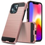 Texture brossée cas de protection antichoc pour iphone 13 pro (rose gold) Texture brossée cas de protection antichoc pour iphone 13 pro (rose gold)