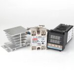 Thermostat 6600w rex - c100 + dissipateur de chaleur + thermocouple + module  semi - conducteurs ssr ...