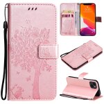Tree & cat motif press� impression horizontale flip pu coque en cuir pu avec support et carte de portefeuille ...
