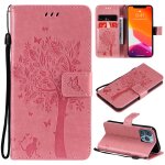 Tree & cat motif press� impression horizontale flip pu coque en cuir pu avec support & carte slots & ...