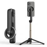 Trpied magntique pour perche  selfie, tige stabilisatrice portative avec tlcommande (noir)