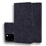 �tui en cuir estamp� � double rabat avec motif pour mollet et fentes pour cartes de visite / portefeuille ...
