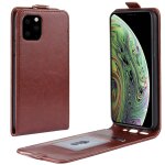 �tui de protection en cuir � rabat vertical crazy horse pour iphone 11 pro (marron)