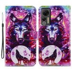 Pour ulefone note 14 �tui de t�l�phone en cuir � rabat horizontal � motif peint (totem de loup)