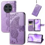 Pour ulefone note 15 �tui de t�l�phone en cuir gaufr� avec fleur d'amour papillon (lavande)