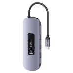 Usams us - sj643 pd100w hub multifonctionnel de type c en alliage d'aluminium 8 en 1 avec lumire (gris ...