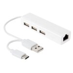 Usb - c / type - c 3. 1  3 ports usb hub + adaptateur ethernert, pour galaxy s8 et s8 + / lg g6 / huawei ...