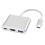 V125 ucb - c / type - c mle  pd + hdmi + usb 3. 0 femme 3 en 1 convertisseur (argent)