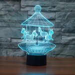 Veilleuse d�corative cr�ative 3d led de base noire de carrousel, version � t�l�commande de 16 couleurs ...