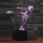 Veilleuse d�corative cr�ative 3d led de base noire de patinage sur glace, version de t�l�commande de ...