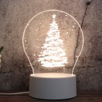 Veilleuse dcorative led tricolore 3d  base blanche, bouton version usb, forme: arbre de nol 01 (blanc ...