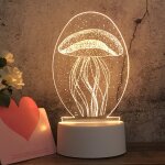 Veilleuse d�corative led tricolore 3d cr�ative � base blanche, bouton version usb, forme: m�duse (blanc ...