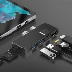 W05 8 en 1 usb3. 1 gne1 convertissement rj45 ethernet pour la surface pro4 / 5 / 6 (noir)