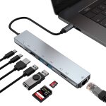 Wc7367 8 en 1 87w type - c vers pd + usb3. 0 / usb2. 0 + sd + tf + hdmi + rj45 + hub de station d'accueil ...