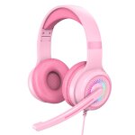 Y20 led casque de jeu filaire pc st�r�o basse avec microphone (rose)
