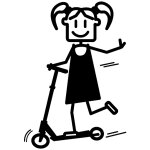 Autocollant petite fille trottinette noir altium 3007194