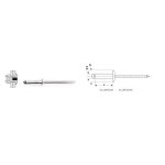 Degometal - 100 rivets aveugles standards alu / alu tte ronde standard 3. 2x12 - 102 132 121