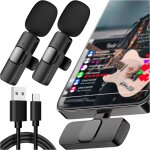 2x microphone lavalier sans fil usb - c type c, android ios, pour t�l�phone, tablette, petits micros, ...