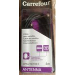 Cble carrefour pour antenne satellite type f compatible hdtv longueur 2 m