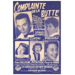 Complainte de la butte (du film french cancan - jean renoir / georges van parys) / partition originale ... Complainte de la butte (du film french cancan - jean renoir / georges van parys) / partition originale ...