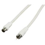 Cordon tv satellite tnt 2. 50 metre cable blanc fiche coax male fiche f male