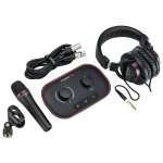 Focusrite vocaster one studio - pack podcast - interface audio 1i2 - micro dm1 - casque hp60v - c�ble ...