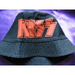 Kiss. bob, chapeau noir avec grand logo orange, ann�es 80. lot 419