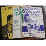 Lot de 3 partitions anciennes d'yvette giraud : ma guepiere, une petite irlandaise, ma grenouille
