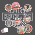 Lot de 8 badges harley - davidson � l�gende de la route � 3, 2 cm