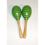 Maracas en bois ray vert hochet a percussion musical