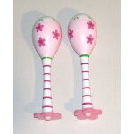 Maracas rose en bois peint enfants 20 cm Maracas rose en bois peint enfants 20 cm