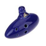 Ocarina 6 trous c�ramique bleu cobalt triforce 6 trous link legend of zelda