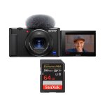 Sony zv - 1 camra noir + sandisk 64 go extreme pro sdxc uhs - i u3 v30 4k 200 mo / s