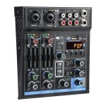 Table de mixage son - 4 canaux - console de mixage - avec fx reverb delay - dj pro audio mixer avec usb ...