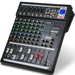 Table de mixage son - 8 canaux - console de mixage - avec fx reverb delay - dj pro audio mixer avec usb ...