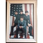The beatles - carte postale monte sur cadre (annes 60). protection verre - format : 17 x 12 cm.