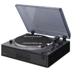 Tourne disques noir encodeur deux vitesses mp3 usb + 2 hauts parleurs