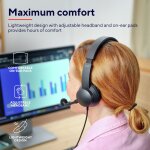 Trust roha ii casque usb avec micro lger on ear, arceau rglable, microphone flexible, cble 1, 8 m, ...