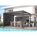 Pergola bioclimatique avec 1 rideau brise vue de 3m