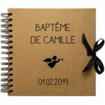 Album photo baptême personnalisable kraft et noir (20 x 20 cm) Album photo baptême personnalisable kraft et noir (20 x 20 cm)