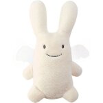 Ange lapin musical ivoire et pochette de rangement en coton (24 cm)