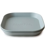 Lot de 2 assiettes carr�es sage