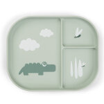 Assiette � compartiments croco vert