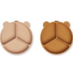 Lot de 2 assiettes � compartiments ventouse stacy mustard tuscany rose mix