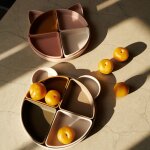 Assiette � compartiments arne cat rose multi mix