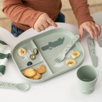 Assiette � compartiments croco vert