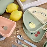 Assiette � compartiments en silicone cerise