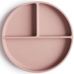 Assiette à compartiments en silicone avec ventouse blush Assiette à compartiments en silicone avec ventouse blush