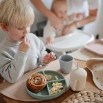 Assiette � compartiments en silicone avec ventouse cambridge blue