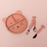Assiette � compartiments en silicone et ventouse mrs. cat